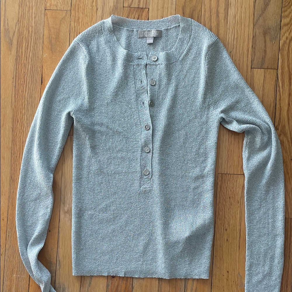 J.Crew Silver Long Sleeve Sweater Henley